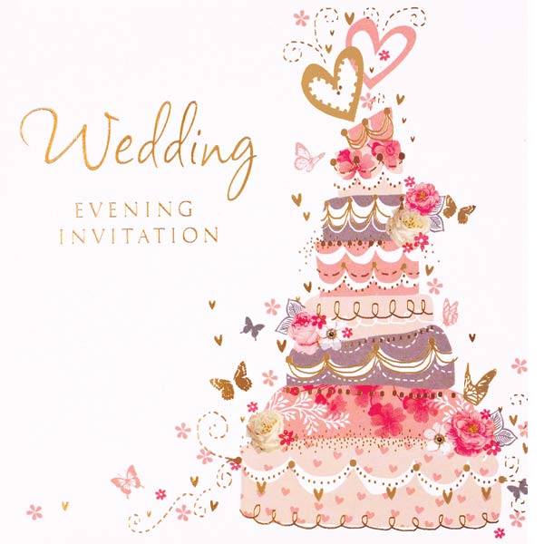 (image for) Cake Wedding Evening Invitation Cards 6pk