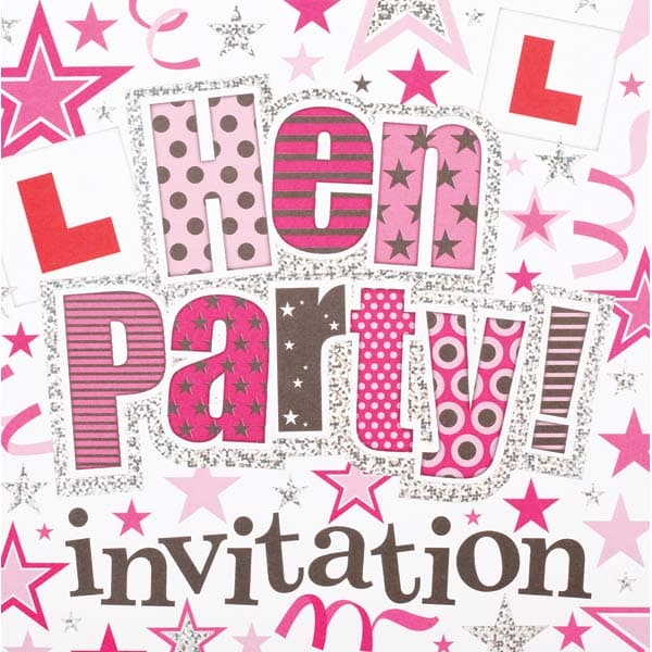 (image for) Bright Pink Hen Party Invitation Cards 6pk