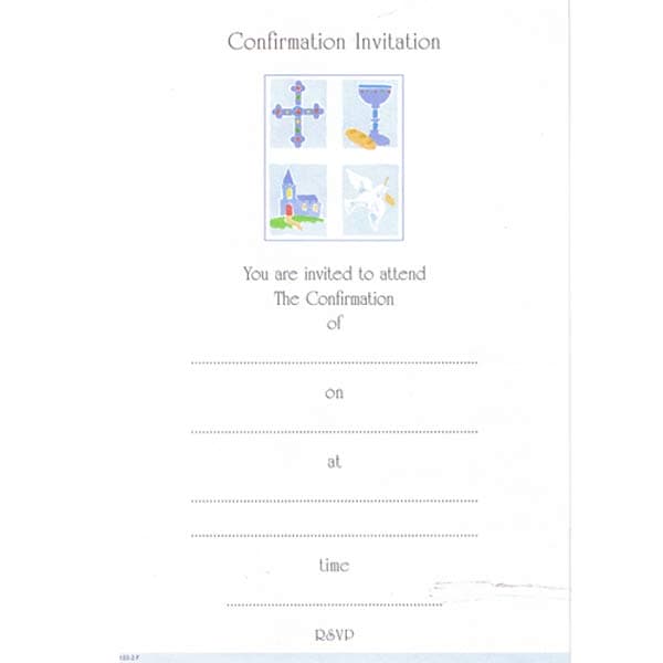 (image for) Blue Confirmation Invitations 20pk