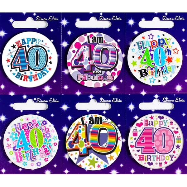 (image for) Age 40 Mixed Small Badges x6