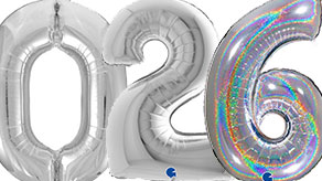 (image for) Silver Number New Year Balloons