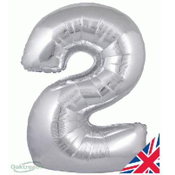 (image for) 34" Oaktree Silver Number 2 Shape Balloons