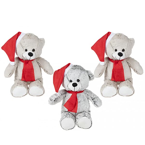 (image for) 12" Sitting 2 Tone Long Pile Santa Bear