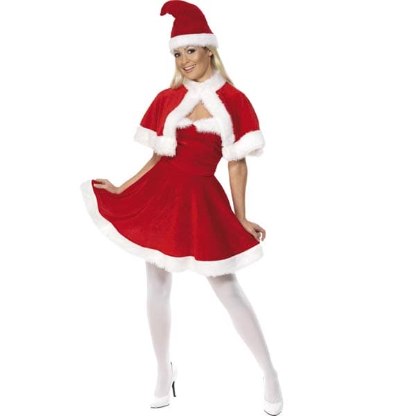 (image for) Miss Santa Fancy Dress Costumes Red With White Trim