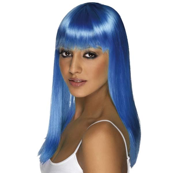 (image for) Neon Blue Glamourama Wigs With Fringe