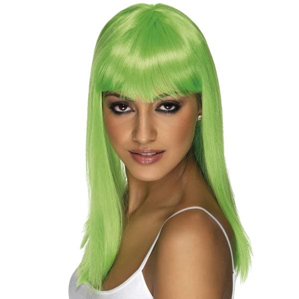 (image for) Neon Green Glamourama Wigs With Fringe