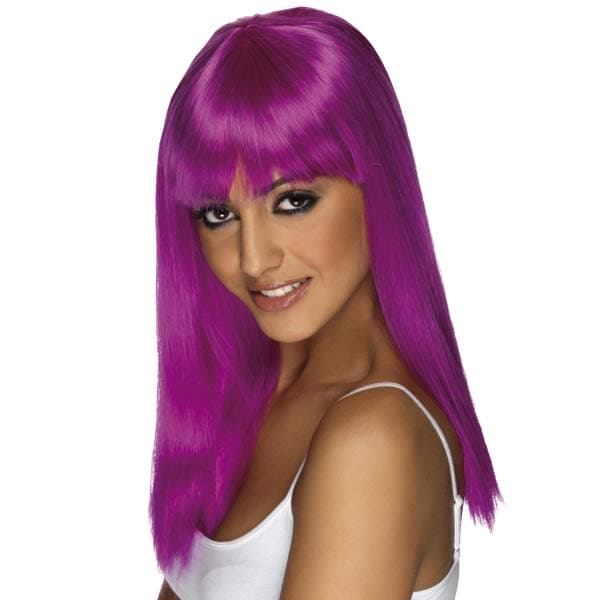 (image for) Neon Purple Glamourama Wigs With Fringe