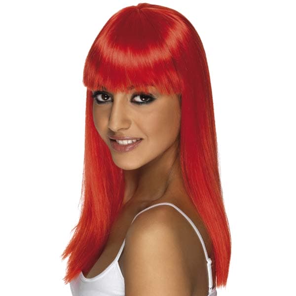 (image for) Neon Red Glamourama Wigs With Fringe