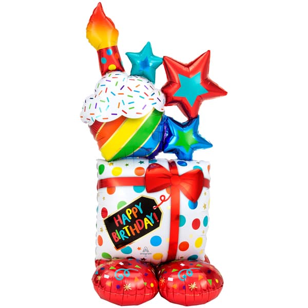 (image for) Stacked Birthday Icons AirLoonz Large Foil Balloons