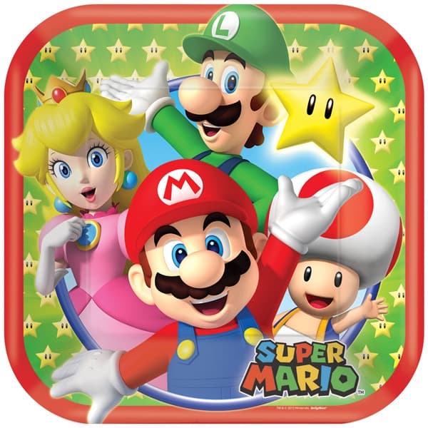 (image for) Super Mario 18cm Square Paper Plate 8pk