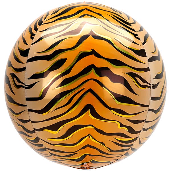 (image for) 15" Tiger Printed Animalz Orbz Foil Balloons