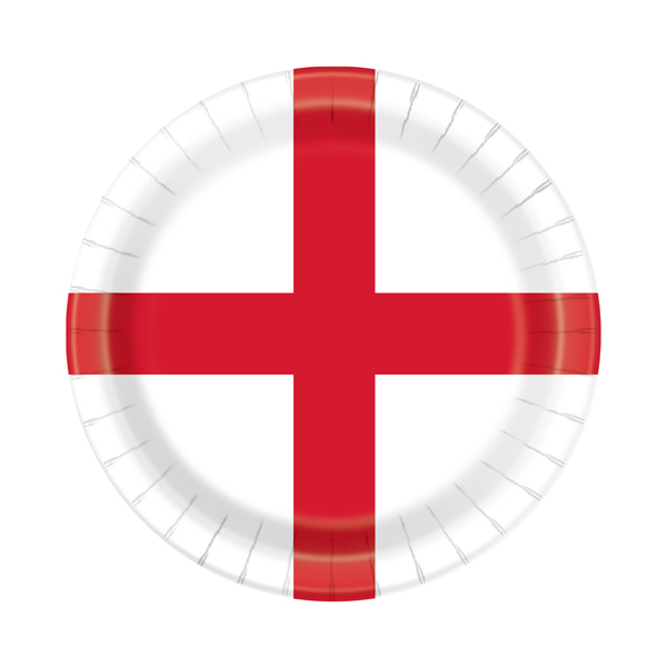 9" England Flag Round Dinner Paper Plates 8pk