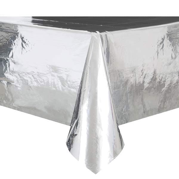 (image for) Metallic Silver Plastic Tablecover