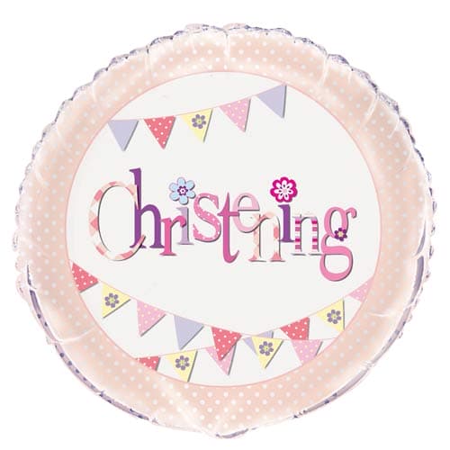 (image for) 18" Christening Pink Bunting Foil Balloons