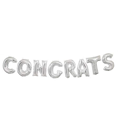 (image for) 14" Silver Congrats Letter Balloons Banner Kit