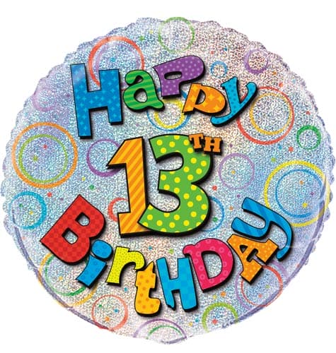 (image for) 18" Happy 13th Birthday Prismatic Foil Balloons