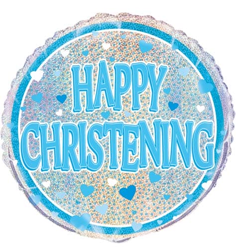 (image for) 18" Christening Blue Prismatic Foil Balloons