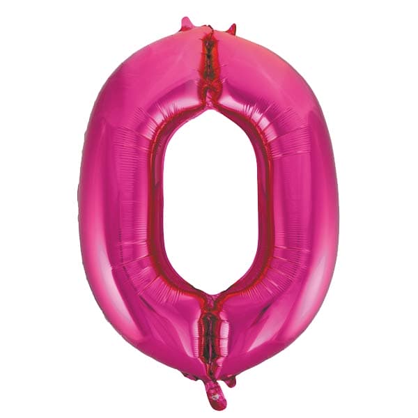 (image for) 34" Unique Pink Glitz Number 0 Supershape Balloons