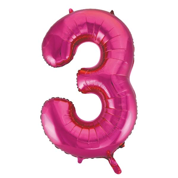 (image for) 34" Unique Pink Glitz Number 3 Supershape Balloons