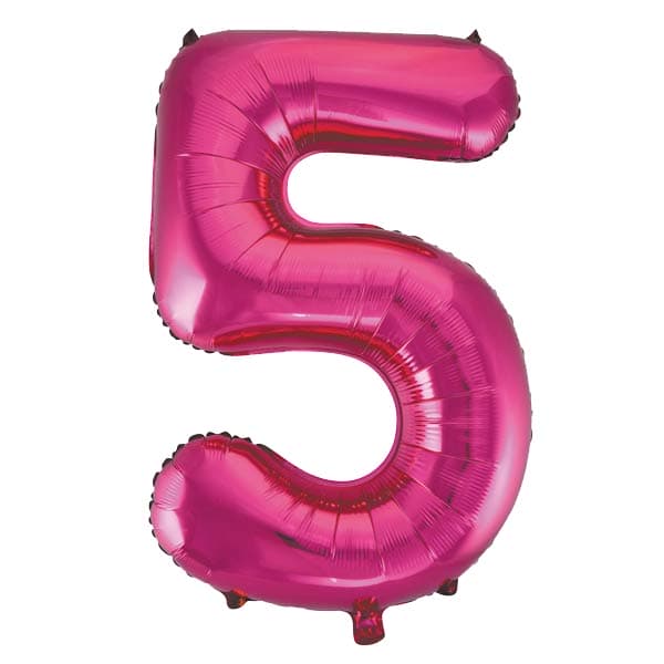 (image for) 34" Unique Pink Glitz Number 5 Supershape Balloons