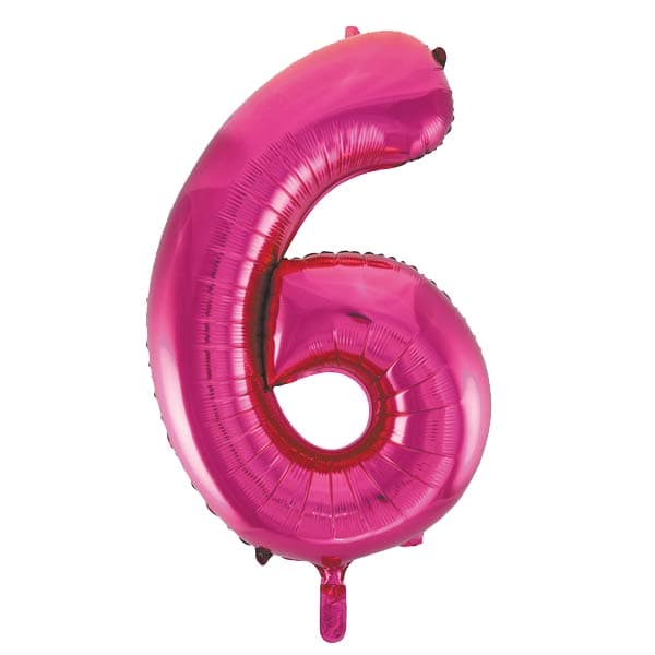 (image for) 34" Unique Pink Glitz Number 6 Supershape Balloons