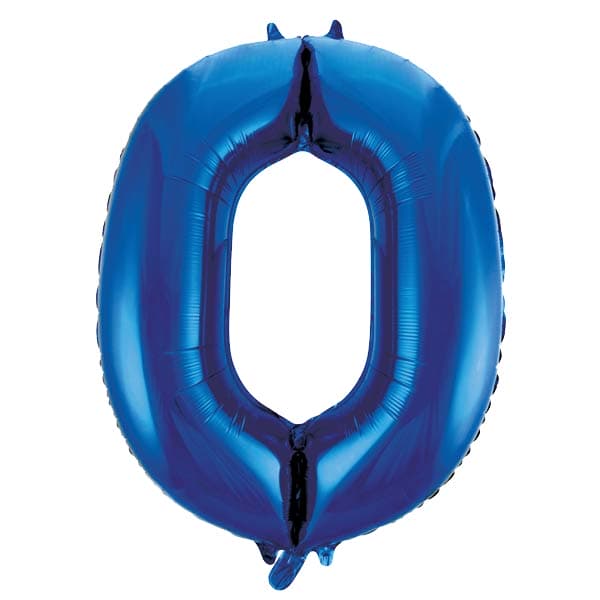 (image for) 34" Unique Blue Glitz Number 0 Supershape Balloons