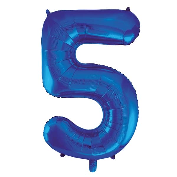 (image for) 34" Unique Blue Glitz Number 5 Supershape Balloons