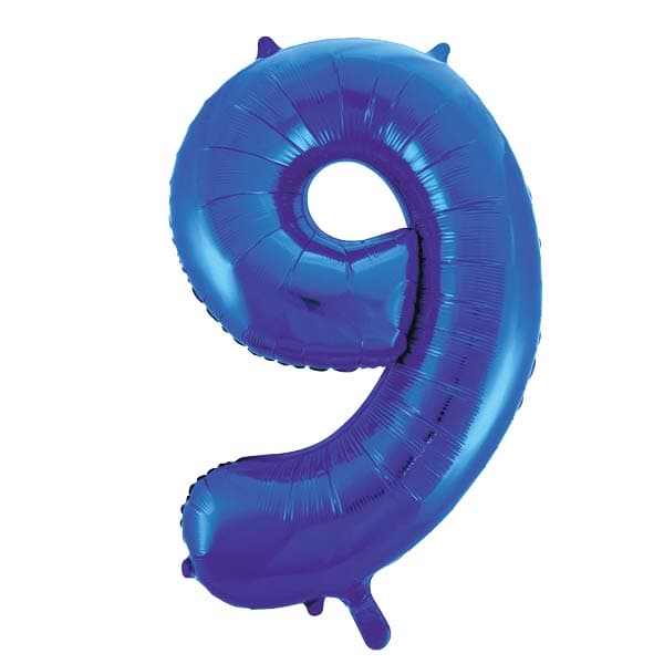 (image for) 34" Unique Blue Glitz Number 9 Supershape Balloons