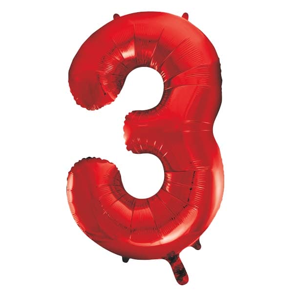 (image for) 34" Unique Red Number 3 Supershape Balloons