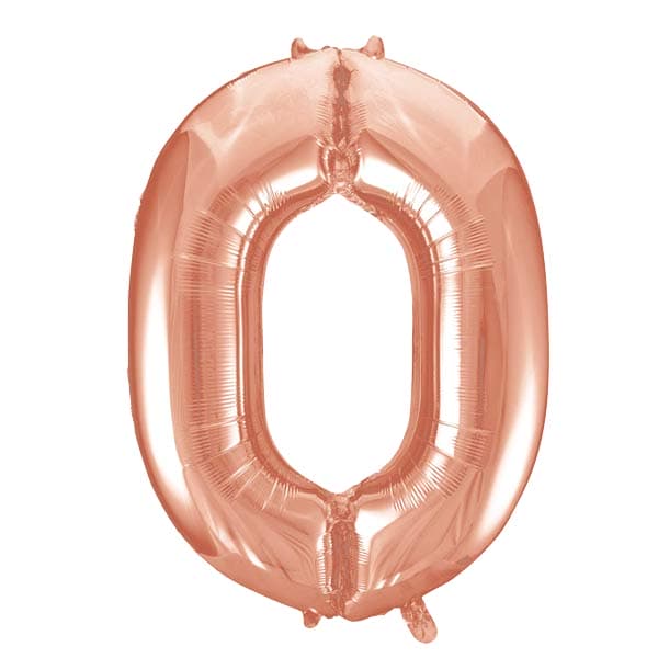 (image for) 34" Unique Rose Gold Number 0 Supershape Balloons