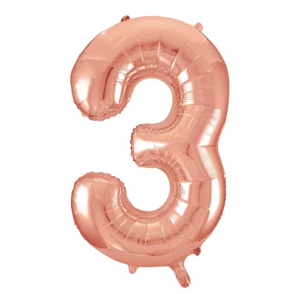 (image for) 34" Unique Rose Gold Number 3 Supershape Balloons