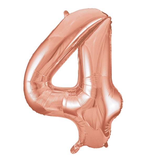 (image for) 34" Unique Rose Gold Number 4 Supershape Balloons