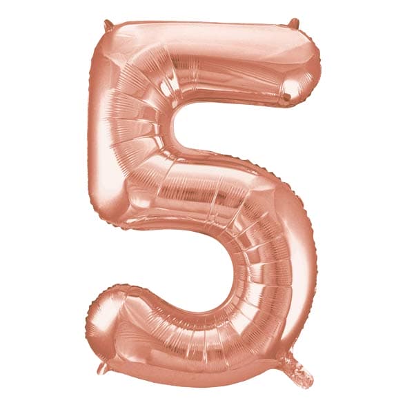 (image for) 34" Unique Rose Gold Number 5 Supershape Balloons