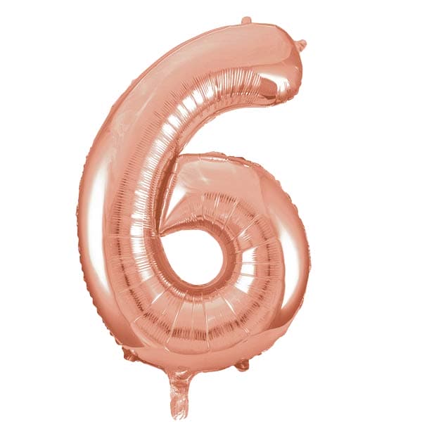 (image for) 34" Unique Rose Gold Number 6 Supershape Balloons