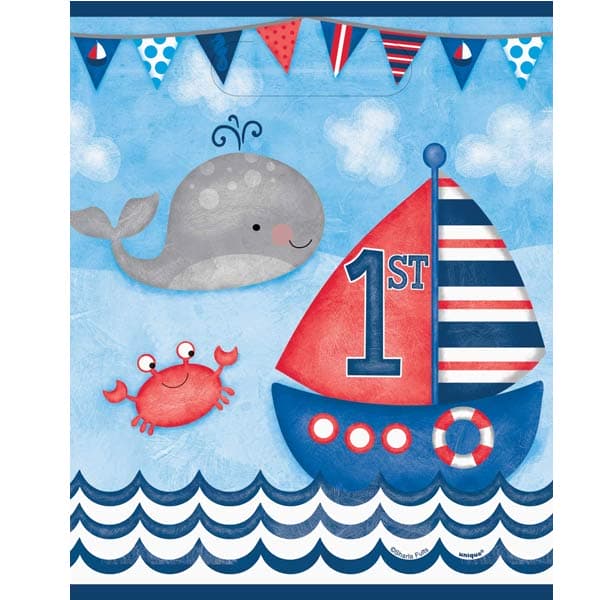 (image for) Nautical 1st Birthday Loot Bags 8pk