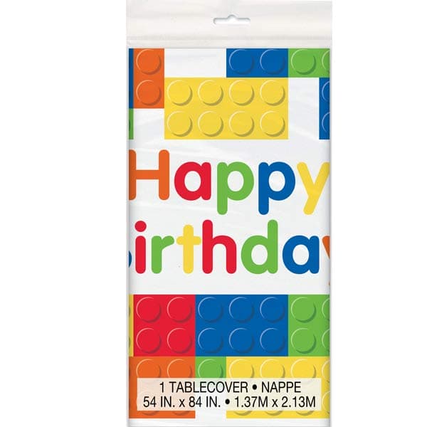 (image for) Happy Birthday Building Blocks Plastic Tablecover