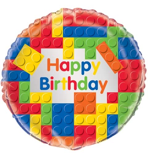 (image for) 18" Happy Birthday Building Blocks Foil Balloons