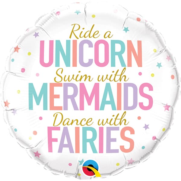 (image for) 18" Unicorn Mermaids Fairies Foil Balloons