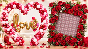 (image for) Valentines Balloon Arches, Stands, Flower & Sequin Walls