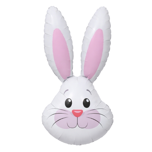 35" Metallic White Cute Rabbit Head Shape Foil Balloons