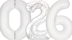 (image for) White Number New Year Balloons