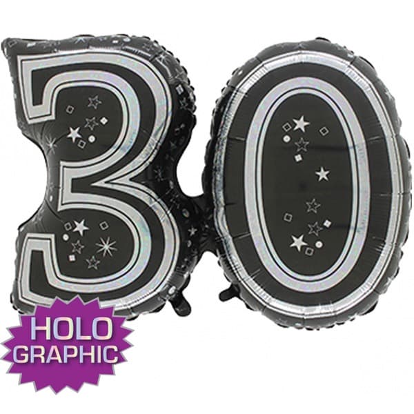 (image for) 31" 30 Black Jointed Number Shape Balloons