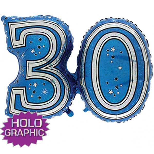 (image for) 31" 30 Blue Jointed Number Shape Balloons