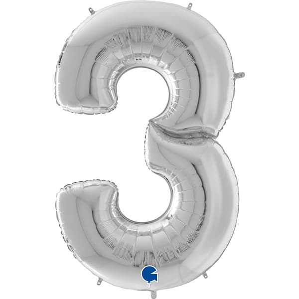 (image for) 64" Grabo Silver Number 3 Shape Balloons