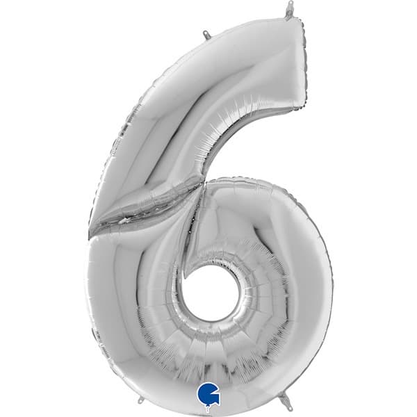 (image for) 64" Grabo Silver Number 6 Shape Balloons