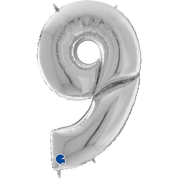 (image for) 64" Grabo Silver Number 9 Shape Balloons