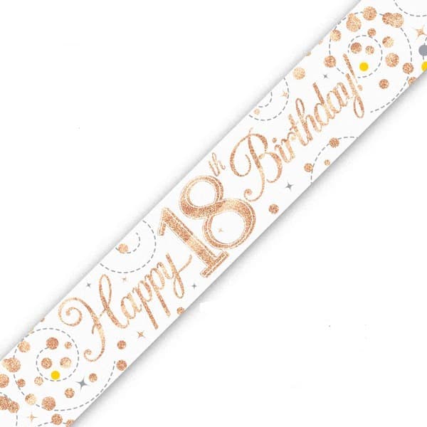 (image for) Sparkling Fizz Happy 18th Birthday Holographic Banner