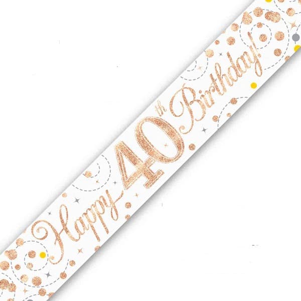 (image for) Sparkling Fizz Happy 40th Birthday Holographic Banner