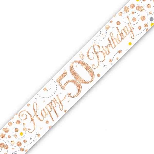 (image for) Sparkling Fizz Happy 50th Birthday Holographic Banner