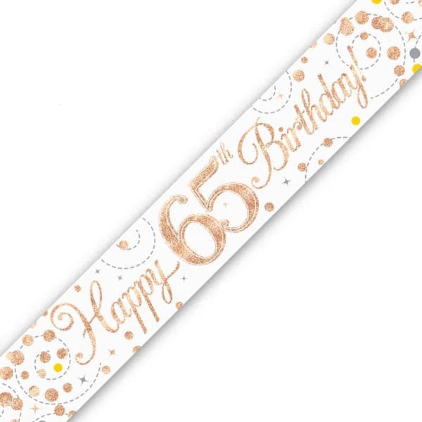 (image for) Sparkling Fizz Happy 65th Birthday Holographic Banner